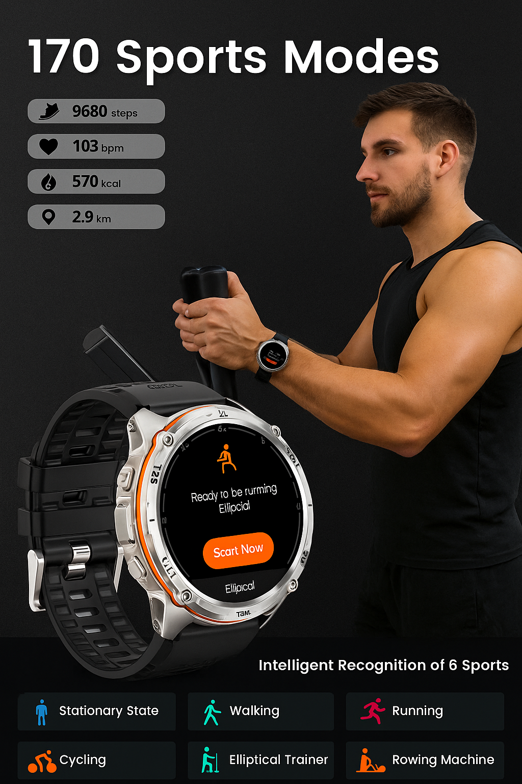 TANK T3 Ultra Smartwatch — GPS | AMOLED Display | Fitness & Sports Watch for Men